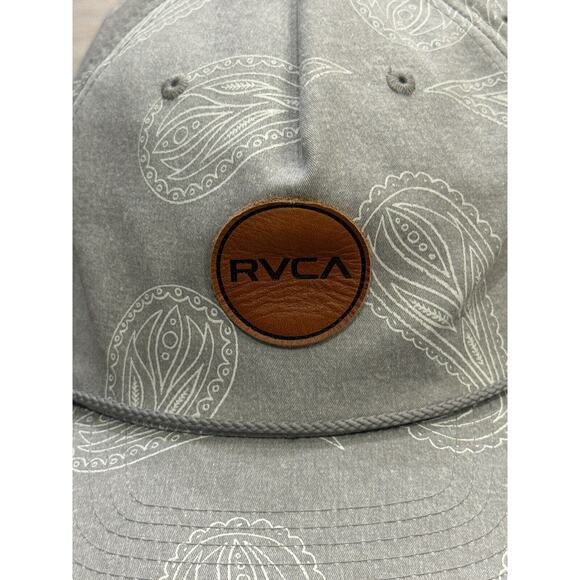 RVCA Mens Gray RVCA Leather Patch Mid Fit Rope SnapBack Trucker Hat Cap - Picture 3 of 9